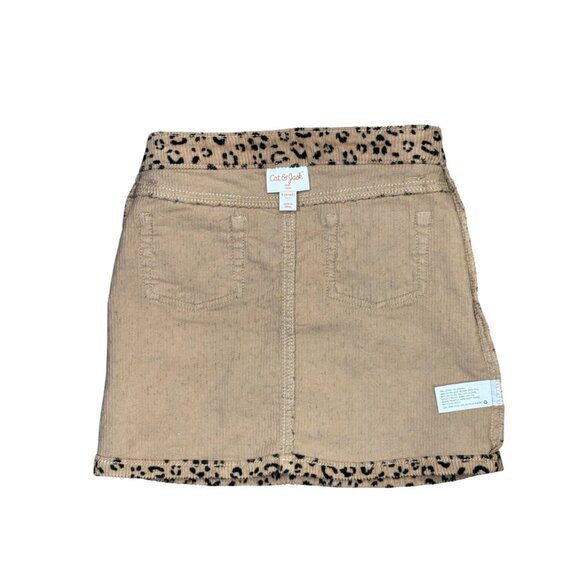 NEW Girls Cat And Jack Leopard Print Corduroy Tan & Black Mini Skirt Size 6/6X - Picture 6 of 8